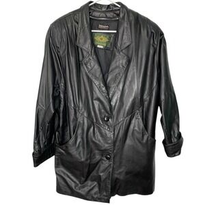 Avanti Small Black Leather Jacket Thinsulate Insulated Removable Liner 90s Goth